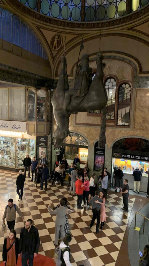 King Wenceslas riding an upside down horse